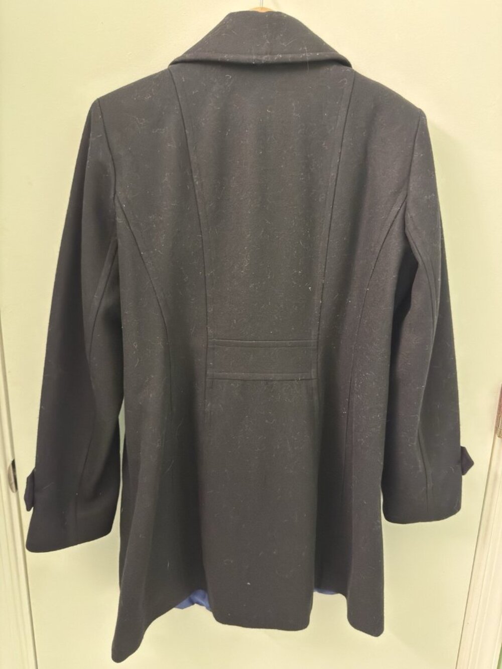 Anne Klein Women’s Wool Peacoat Black L Double Breasted 60% Wool - Picture 3 of 7